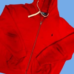Vintage 90s Red Polo Ralph Lauren Blue Tag Hoodie